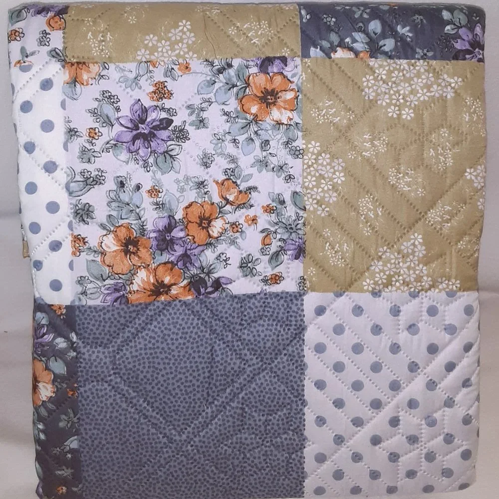 Floral & Geometric Pattern Quilted Bedspread Set Bedspreads Queen Size King